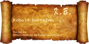 Kobold Bertalan névjegykártya